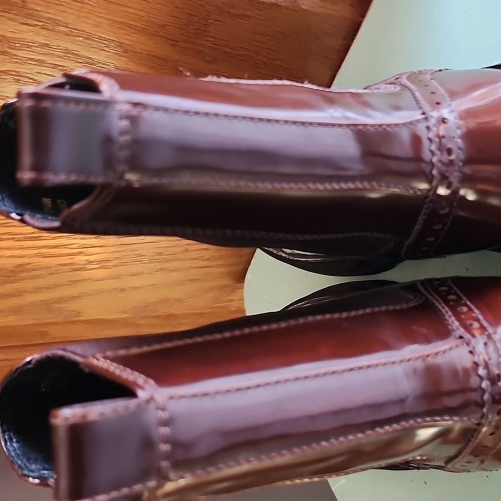 BibiLou Lianna Patent Leather Cognac Ankle Boots Size 38 - Picture 9 of 16